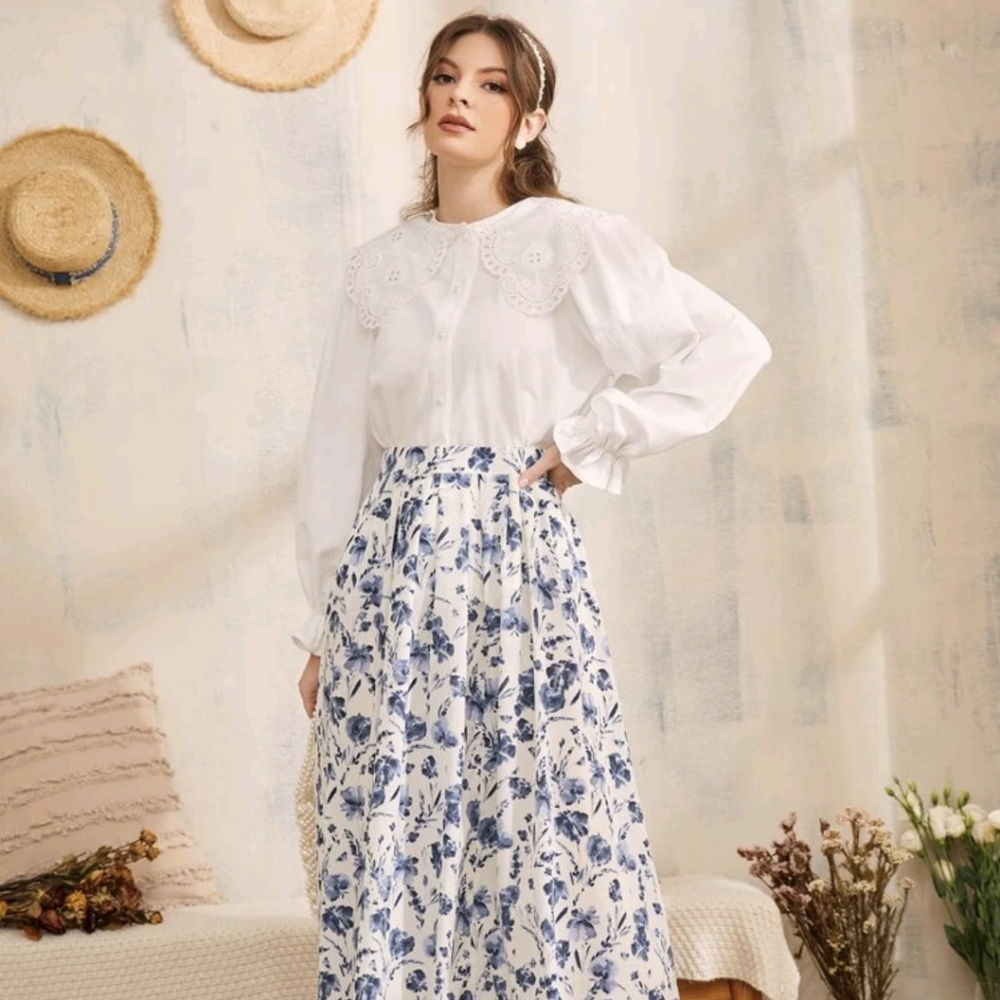 SHEIN Lace Color Blouse
